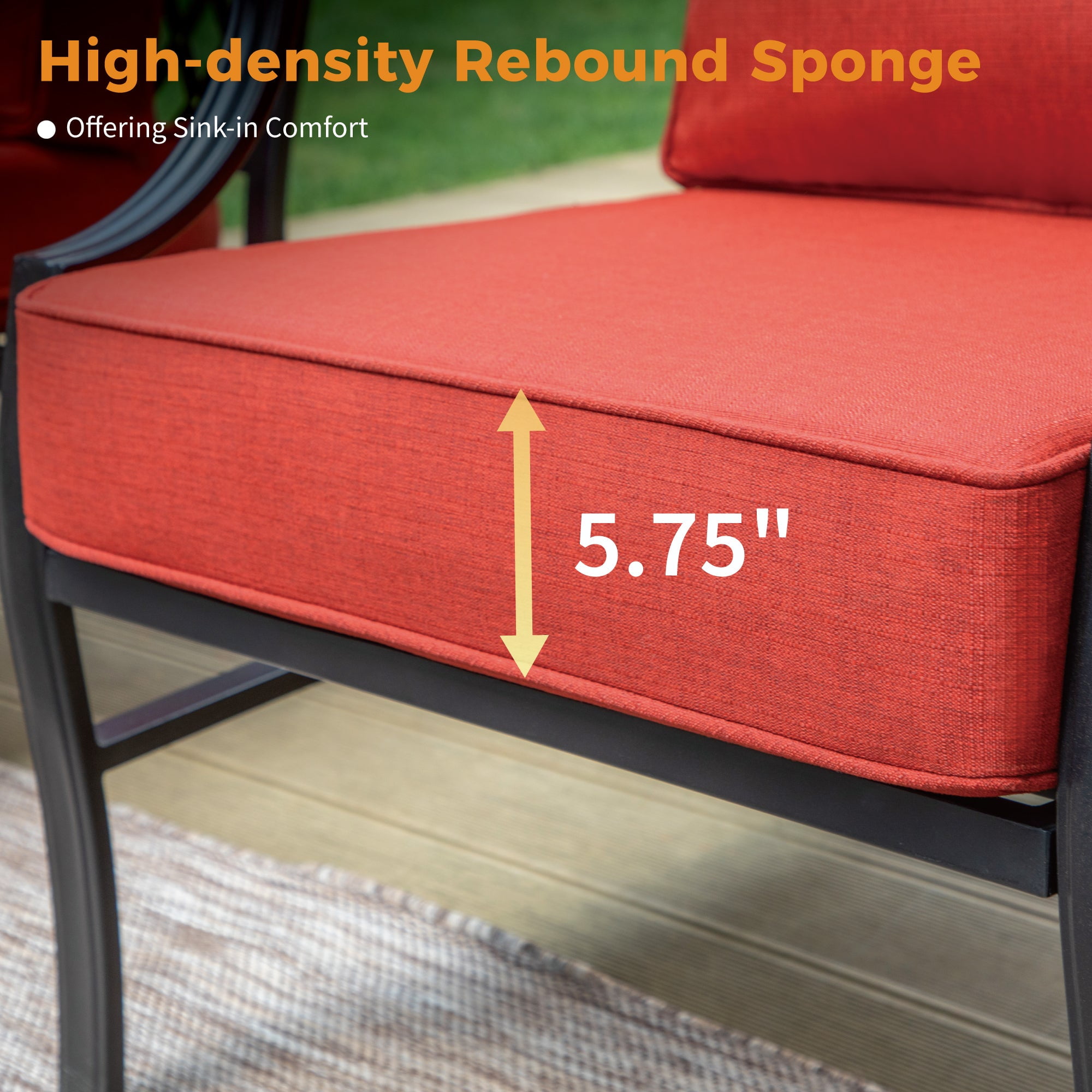Sophia&William 9 Seat Outdoor Patio Furniture Set Outdoor Conversation Set Outside Sofa with 4 Chairs & 2 Ottomans for Deck, Lawn, Backyard, Red