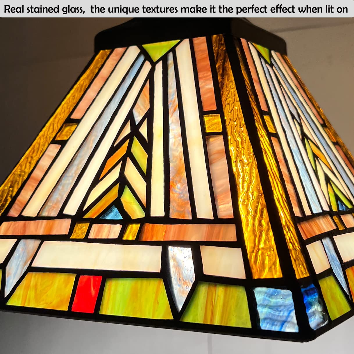 Tiffany 8'' Mini Pendant Light Fixtures Hanging Lamp 1 Light Mission Style Stained Glass Lamp Hanging Lights
