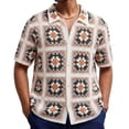 thumbnail image 2 of Ceisia Men's Summer Lightweight Granny Square Patchwork Open Knit Short Sleeve Button Down Cardigan for Casual and Vacation Wear Multicolor XXL Gifts, 2 of 9