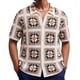 thumbnail image 2 of Ceisia Men's Summer Lightweight Granny Square Patchwork Open Knit Short Sleeve Button Down Cardigan for Casual and Vacation Wear Multicolor L Gifts, 2 of 9