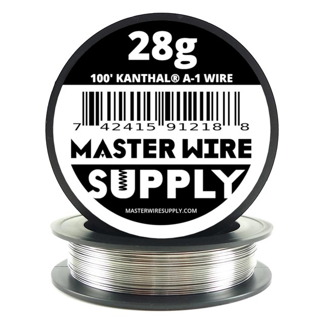 Kanthal A1-100' - Cable calibre 28 - 100 pies - 0,32 mm - 0,013 pulgadas - Hecho en EE. UU. - Master Wire Supply