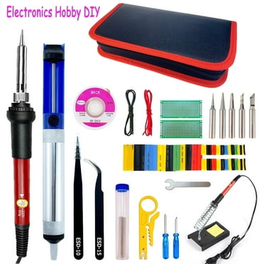 MKDAQIQIU Soldering Iron Kit 60W Adjustable Temperature with 21 Tools – 5 Tips, Stand, Solder Wire, Carry Bag & Bonus eBook for Electronics Repair, Jewelry, DIY (110V US Plug)