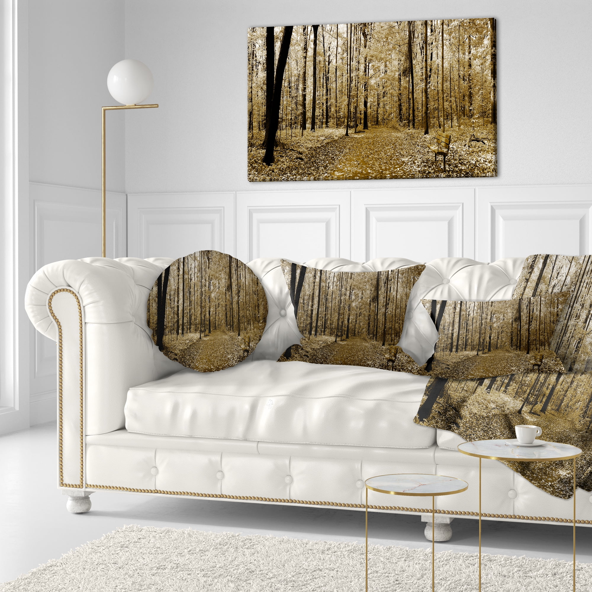 Designart Wooded Forest Panoramic View - Modern Forest Throw Pillow - 12x20