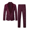 thumbnail image 5 of IWRICH Men's Sequin Suits Slim Fit One Button Tuxedo Suit Jacket Dress Pants Sparkle Blazer 2 Piece Sets for Party Wedding Prom Red XL, 5 of 8