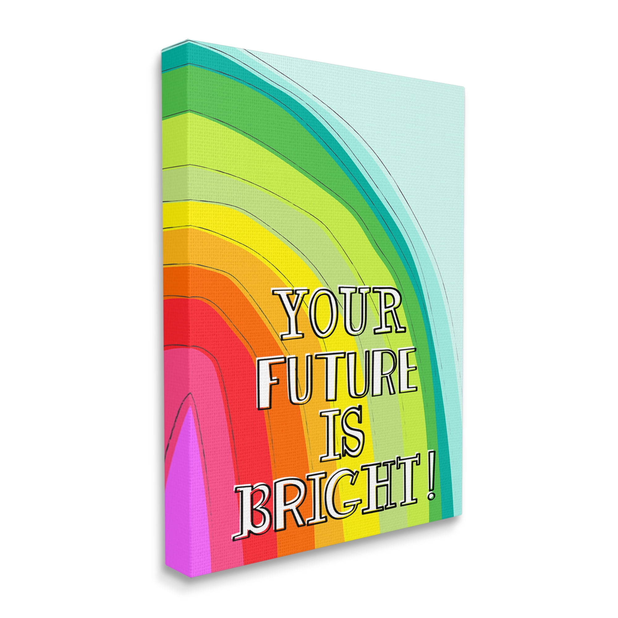Stupell Industries Future Is Bright Phrase Inspirational Painting Gallery Wrapped Canvas Print Wall Art, 16 x 20