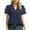 Navy, variant on Women's Summer Casual Tops Dressy Casual Notch V Neck Ruffled Short Sleeve Shirts Elegant Business Work Blouse 2025 Navy M