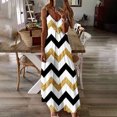 thumbnail image 1 of Lenago Blouses Grande Taille pour Femmes Chic Décontracté Mode pour Femmes à Bretelles Taille Mi-Haute Col en V Sans Manches à Rayures Imprimées Coupe Ajustée Robe Longue de Plage Robes d'Été de Plage en Liquidation, 1 of 5