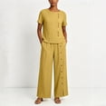 thumbnail image 2 of TaTaai Two Piece Plus Size Sets for Women Short Sleeve Button Down Top Wide Leg Pants Casual Summer Outfits, 2 of 8