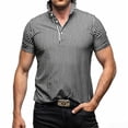 thumbnail image 4 of Timoontee Men's Fashion Short Sleeve Tee Collared Button Detail Printed Casual Durable All Season Easy Care Everyday Wear Black XXL, 4 of 8