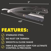 The Beard Club Straight Edge Razor Kit for Men with Single Derby Blade and 5 Replaceable Stainless Steel Blades, Barber Shaving Razor