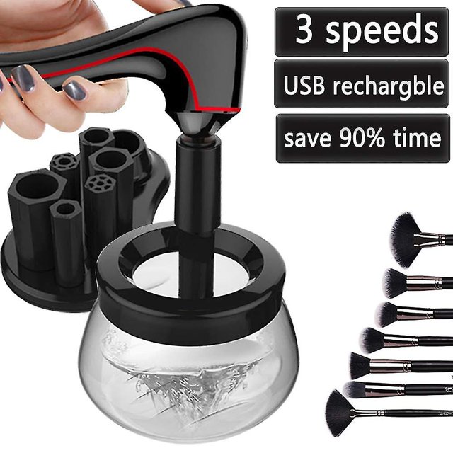 Limpiador y Secador de pinceles de maquillaje eléctrico YONGSHENG Carga USB 3 modos negro