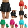 thumbnail image 2 of Xuhomer Tennis Skirt for Women Pleated Ruffle Tiered Elastic High Waisted A-Line Skirt Active Workout Running Vacation Casual Summer Mini Skirt With PocketsOrange S, 2 of 4