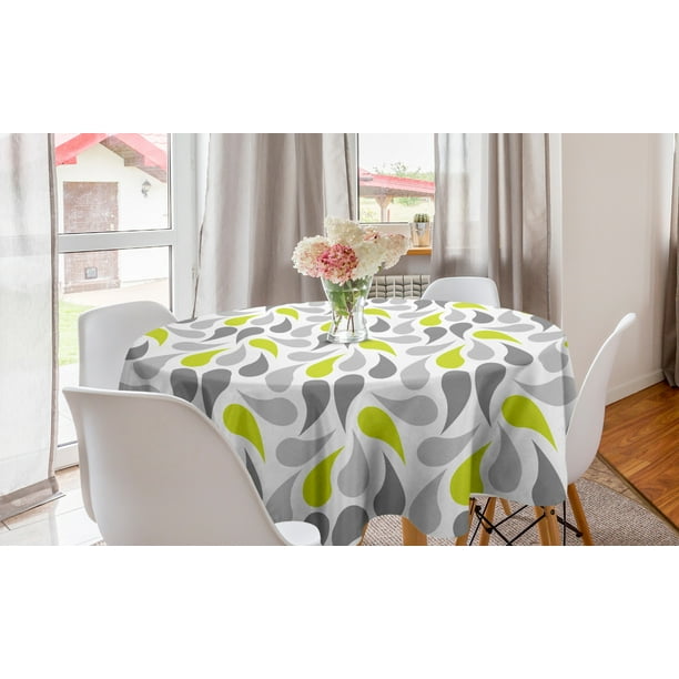 Geometric Round Tablecloth Abstract Paisley Design Middle Inspired Retro Ornate Circle Table Cloth Cover For Dining Room Kitchen Decor 60 Yellow Green Grey White By Ambesonne Com Dining Room Kitchen Decor, Retro Circle Dining Table