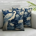 thumbnail image 3 of COMIO  Chinoiserie Crane Bird Peacock Pillow Cover Blue Flower and Bird Asian Garden Check Pillow Chinoiserie Pillows Vintage Farmhouse Throw Pillow for Sofa Chair Car, 3 of 5