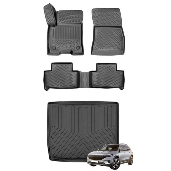Car Floor Mats   UPPER Cargo Liner (Full SET) Compatible for Mercedes-Benz EQB 2022-2024 Waterproof | All Weather