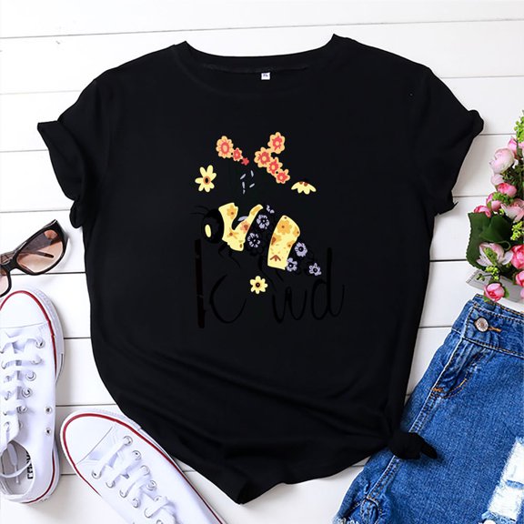 Womens Summer Tops Casual Women's Graphic Floral Printed T-Shirt Teacher Short Sleeve Tee Tops clearance clothes under $10.00