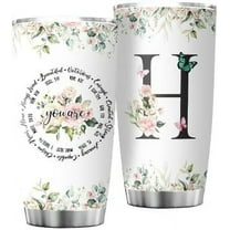 Personalized Initial H Tumbler 20oz Monogrammed Gift for Women's Birthday Mother's Day Religious & Christian Gifts Custom Coffee Mug with Elegant Initial Design