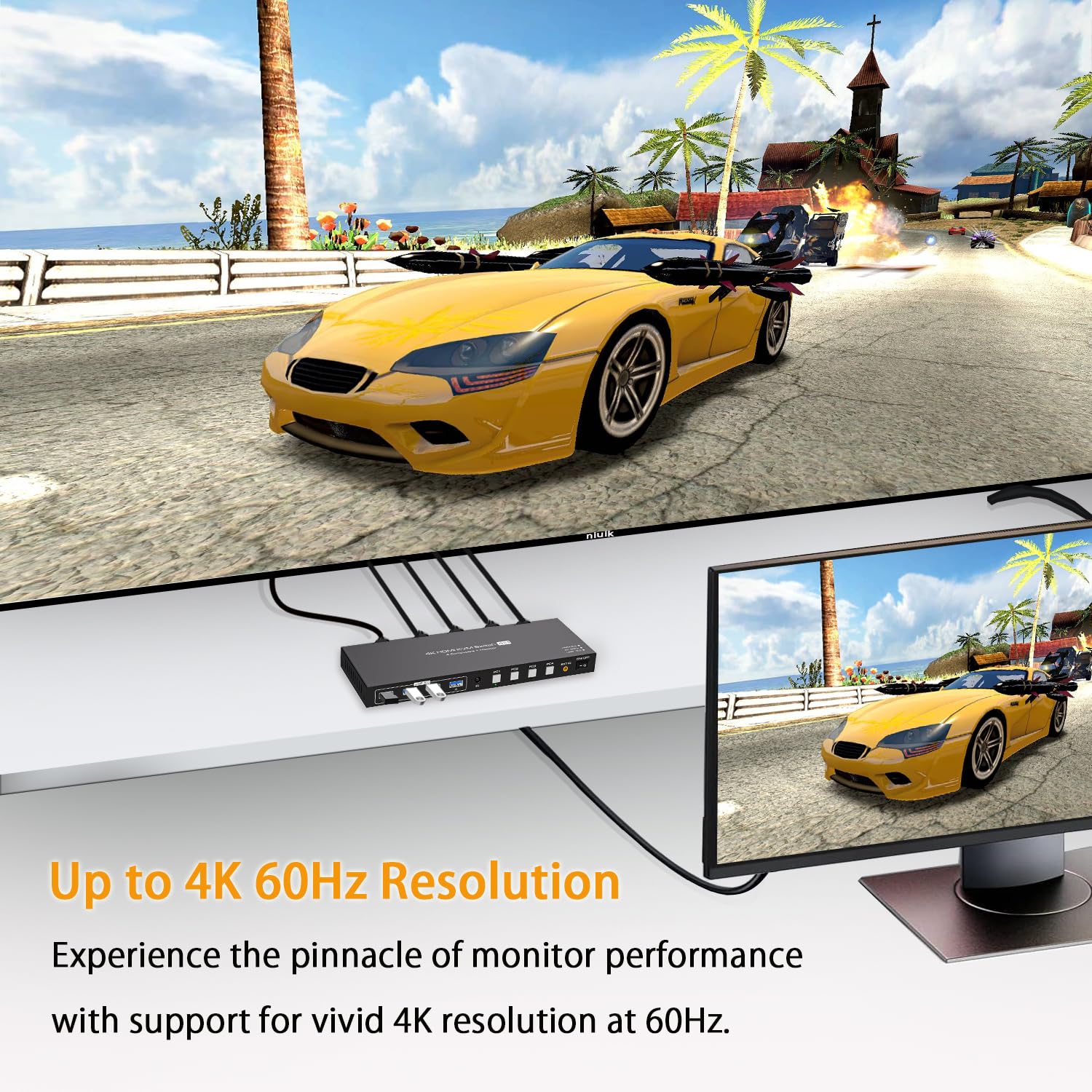 AUBEAMTO HDMI KVM Switch 4 Computers 1 Monitor 4K@60HZ 4 Port KVM Switches for 4 PC Share Single Monitor and 4 USB 3.0 Devices, Such as Keyboard Mouse Printer, with Controller, Plug and Play