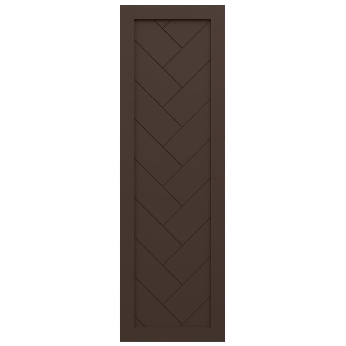 Ekena Millwork 18"W x 64"H True Fit PVC Single Panel Herringbone Modern Style Fixed Mount Shutters, Raisin Brown (Per Pair - Hardware Not Included)