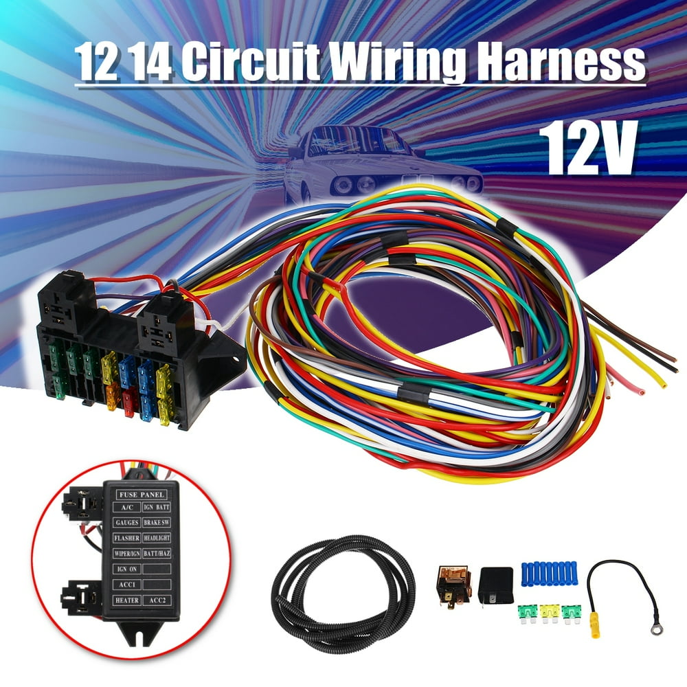 Wiring Harness Kit 12V 14 Circuit Long Wires Wiring Harness Kit Car Universal Include Bellowas