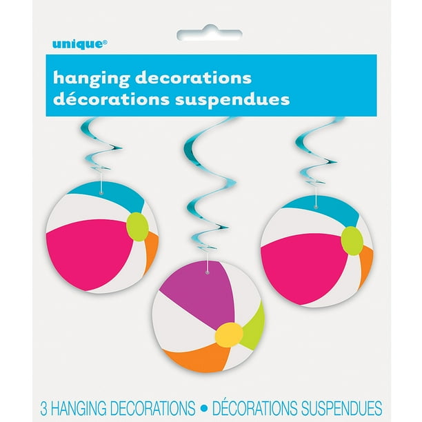 26" Hanging Swirl Beach Ball Decorations, 3Count