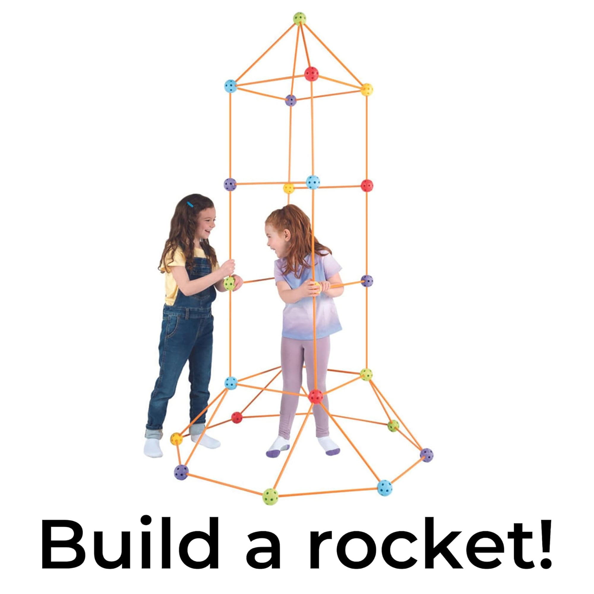 Everest Toys: Crazy Forts! Multi Color - 69pc Rod & Ball Fort Building Playset, STEM Toy, Indoor & Outdoor, Create Your Own Structures, Kids Ages 5+