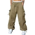 thumbnail image 5 of Men's Cargo Pants Casual Parachute Baggy Loose Fit Hip Hop Harem Pants Unisex Street Y2K Drawstring Trouser with Pockets, 5 of 8