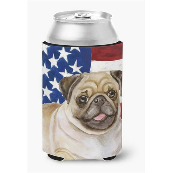 Fawn Pug Patriotic Can or Bottle Hugger