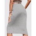 thumbnail image 2 of Light Grey Womens Casual Drawstring Waist Bodycon Pencil Skirt For Summer, 2 of 4