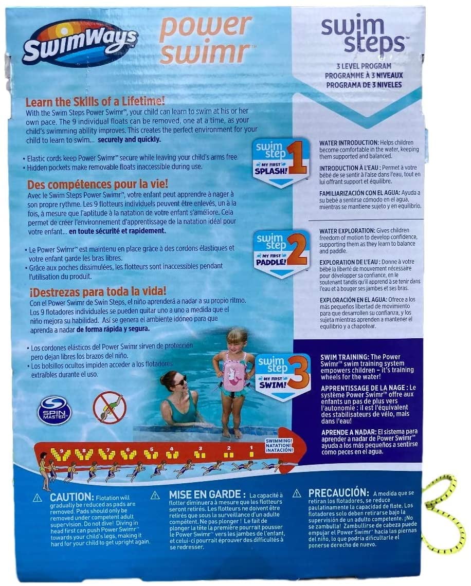 Swimways Power Swimr Swim Training Aid Life Float Vest Size Small For 3 6 Years Weighs 35 55 Lbs Blue Walmart Com