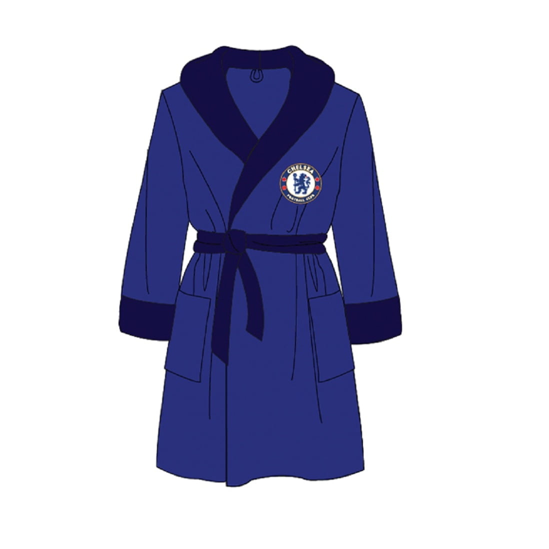 Chelsea FC Mens Dressing Gown Robe Hooded Fleece OFFICIAL Football Gift