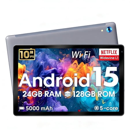 AEEZO 10.1 Inch Tablet, 24GB RAM 128GB ROM, Octa-Core Processor, Wi-Fi 6, Gray