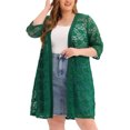 thumbnail image 1 of Agnes Orinda Women's Plus Size Cardigans Lace Lightweight Knit 3/4 Sleeves Cover Up Cardigans 2X Green, 1 of 6