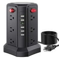 thumbnail image 1 of Barre d'Alimentation Parasurtenseur 16,4 Pi/5 m avec Rallonge, 5 Ports USB, Prise CA 12, Barre d'Alimentation avec USB, Protection contre les Surtensions, Protection contre les Surcharges, Tour Parasurtenseur pour la Maison et le Bureau A, 1 of 7