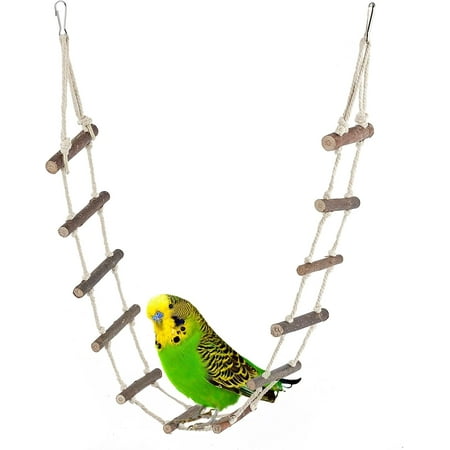 Pet Birds Climbing Ladder Toys Squirrel Suspension Rope Bridge Nature Wood Long Climbing Ladder for Parrot Bird Squirrel Flying Squirrel Parakeet Canary for DIY