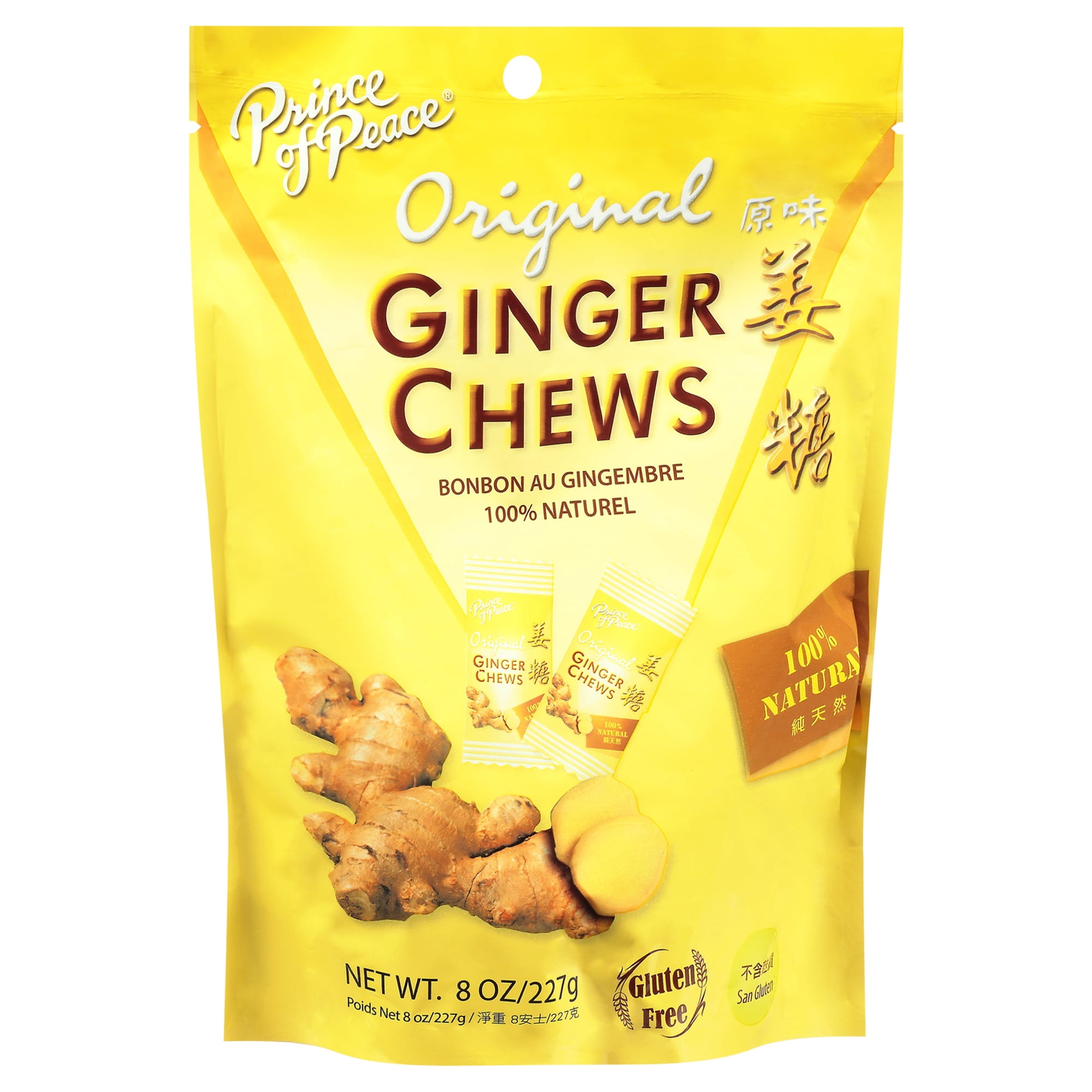 Prince of Peace 100% Natural Original Ginger Candy Chews Gluten-Free 8 oz
