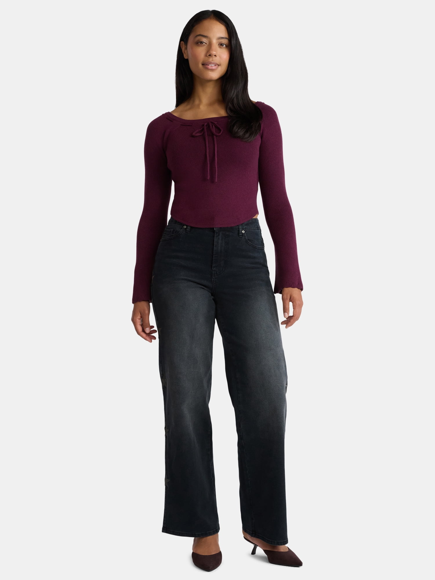 Madden NYC Women's Ultra 90s Fit Jeans with Embroidery, 32" inseam, Sizes 00-18