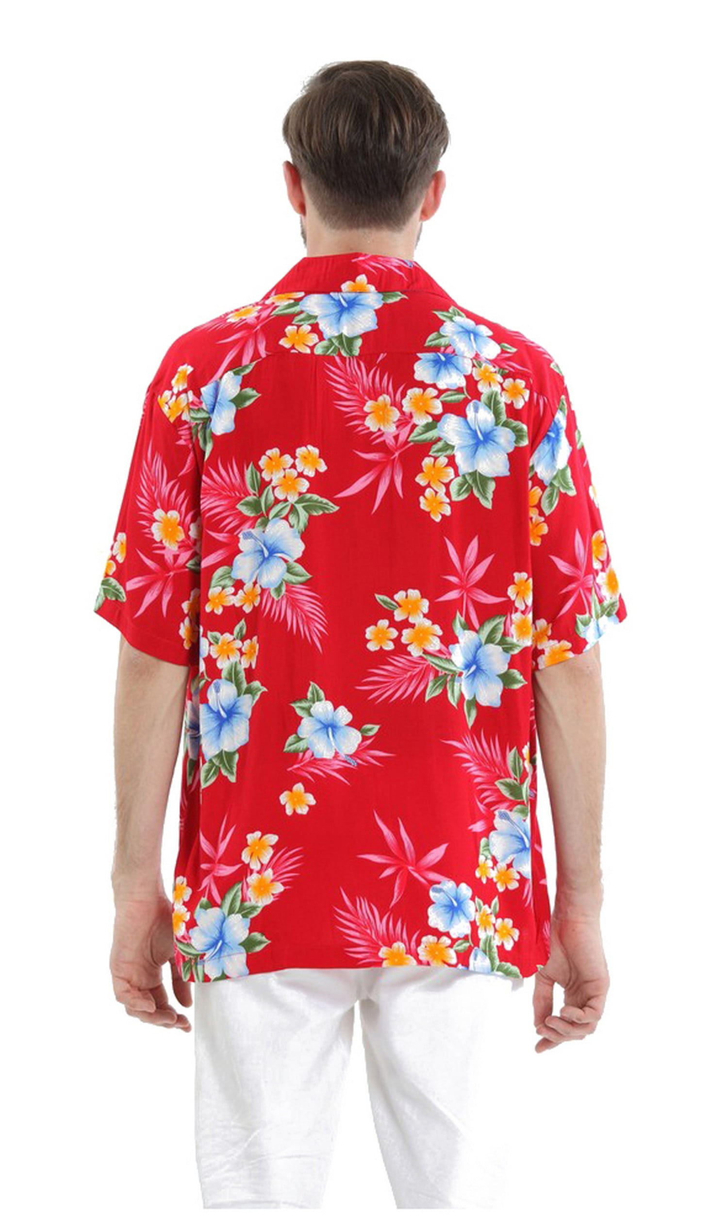 Men's Hawaiian Shirt Aloha Shirt S Hibiscus Red 