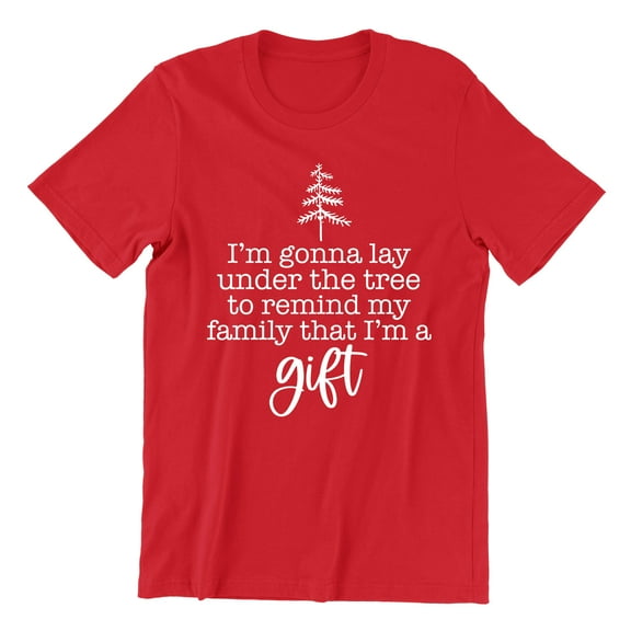 Christmas I'm a Gift Gonna Lay Under The Tree Shirt for Men Unisex Men's Tshirt, M, Red