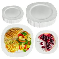 ZLion 60pcs Disposable Plates, 30 Pcs 10.25" & 30 Pcs 7" White Plastic Party Supplies, Reusable