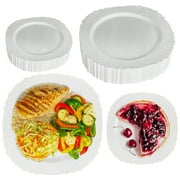 ZLion 60pcs Disposable Plates for Party, 30 Pcs 10.25" and 30 Pcs 7 Sets", White Plates, Party Supplies, Dessert Plates or Appetizer Plates and Main Course Dish, Reusable Plastic Plates