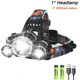 thumbnail image 3 of Linterna frontal Led superbrillante portátil con batería 18650, linterna frontal recargable para acampar al aire libre, pesca, caza, 3 of 5