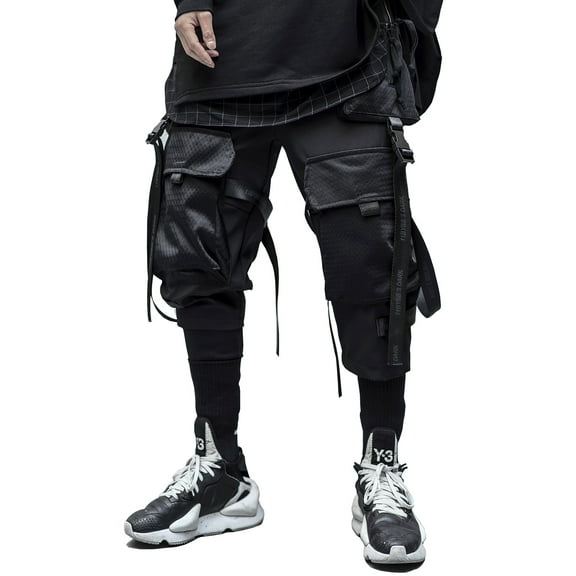 Sweatpants Urban Streetwear Pants Techwear Matte Black Mens Joggers Harajuku Mechanized Harem Trousers