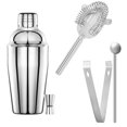 thumbnail image 2 of 5 Piece Set Cocktail Mixer Bartender Set Cobbler Shaker Stainless Steel Cocktail Mixing Shaker Set with Strainer, 550ml, 2 of 5