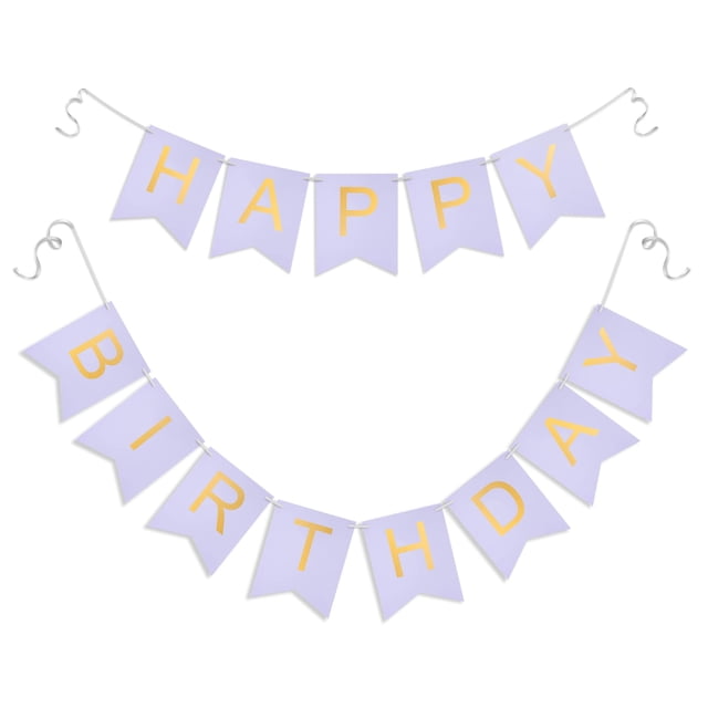 Banderín de cumpleaños Hirbisnis lavanda Happy Birthday, 13 unidades
