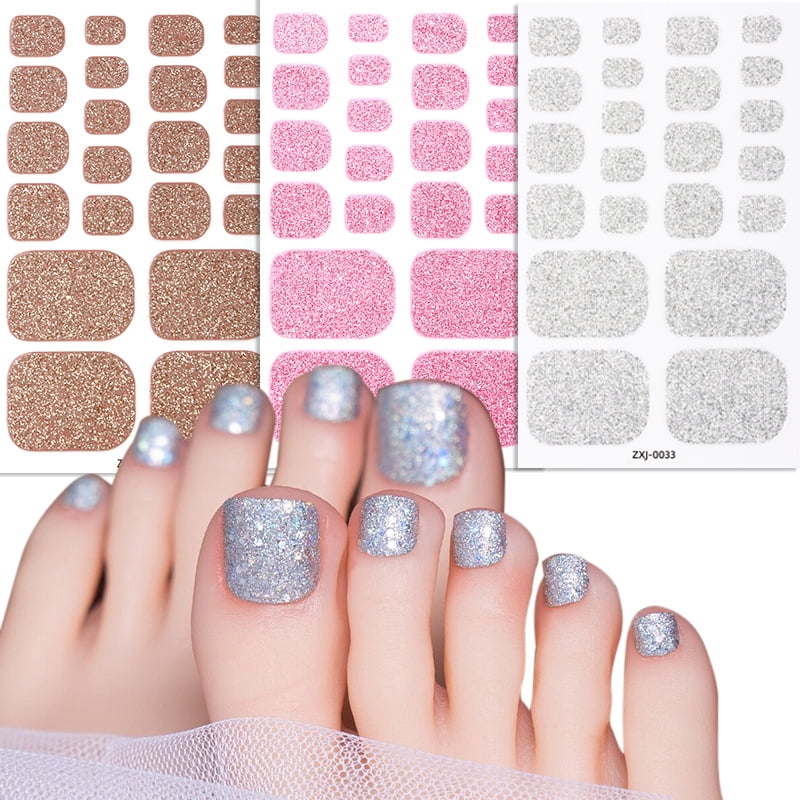 14PCS Summer Foot Stickers Nail Art Stickers Waterproof Solid Color Onion Pink Internet Celebrity Nail Stickers Toe Nail Art Stickers