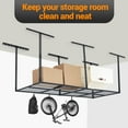 thumbnail image 4 of Garvee 3x8 ft Heavy Duty Overhead Garage Storage Rack, Adjustable Metal Ceiling System with 600 LB Capacity to Maximize Space, Black, 4 of 6