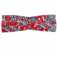 thumbnail image 1 of Floral Headband, Budding Flowers with Stripes on the Background, Elastic and Soft Women's Bandana for Sports and Everyday Use, Grey Red Coconut, by Ambesonne, 1 of 3