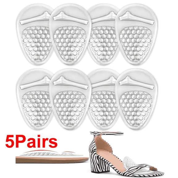 5 Pairs Gel Ball of Foot Cushions - Metatarsal Pads for Women for Pain Relief, Non-Slip & Invisible for All-Day Comfort in High Heels