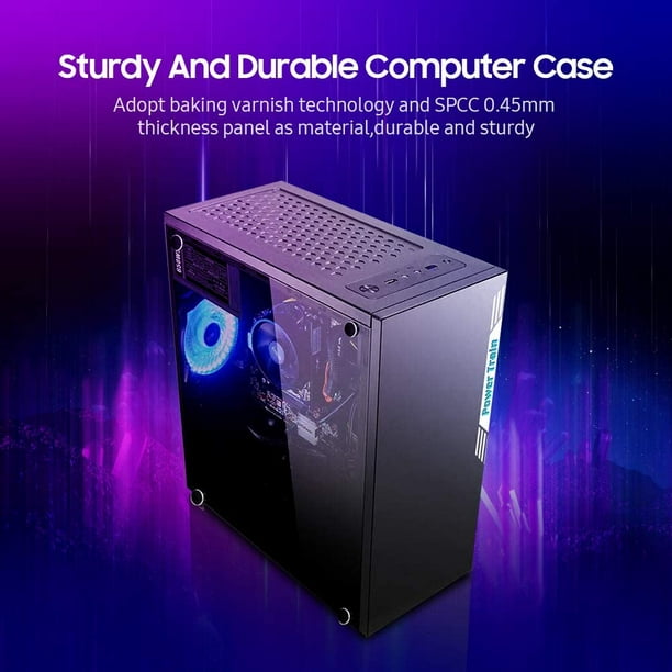 Boîtier d'ordinateur de bureau ATX Full-View Side Transparent PC Case  Support ATX/M- ATX/Mini ITX 158mm CPU Cooler/310mm Graphics Card 